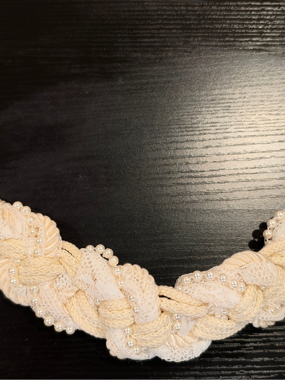 Vintage 80s/90s Cream Braided Pearl Accent Belt